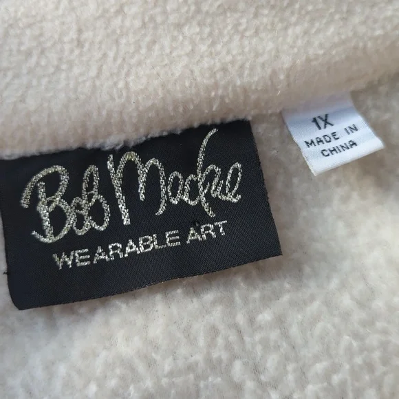 Bob Mackie Wearable Art fleece jacket 1X - Picture 3 of 7